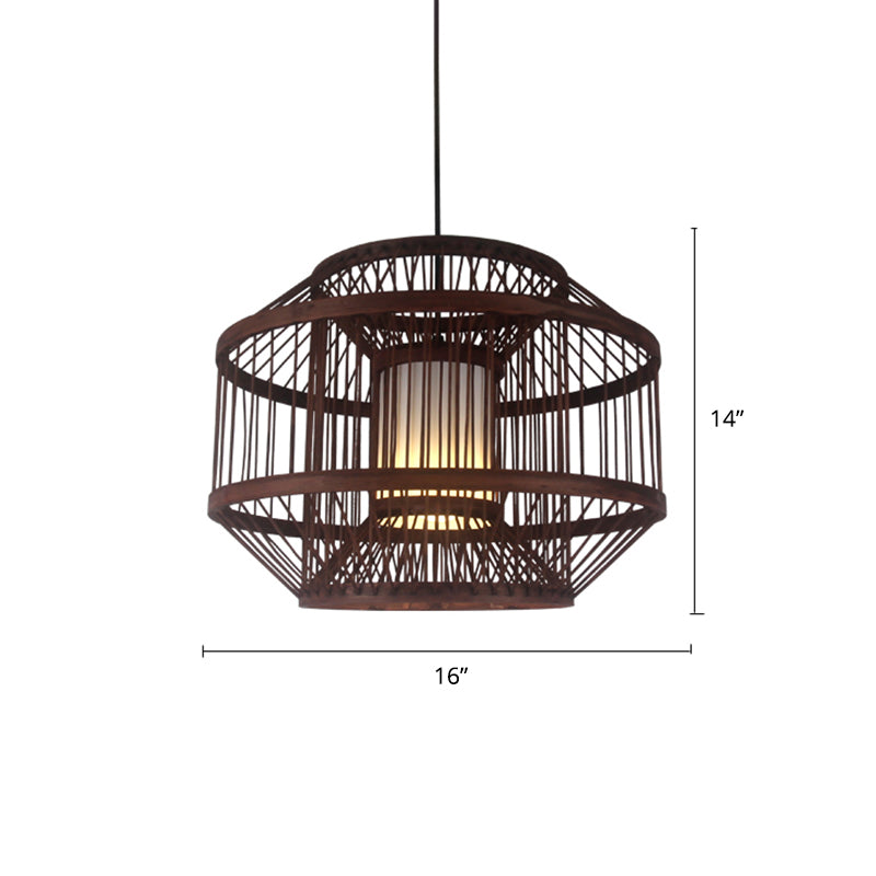 Weaving Restaurant Ceiling Light Bamboo Single Modern Hanging Pendant Light in Coffee