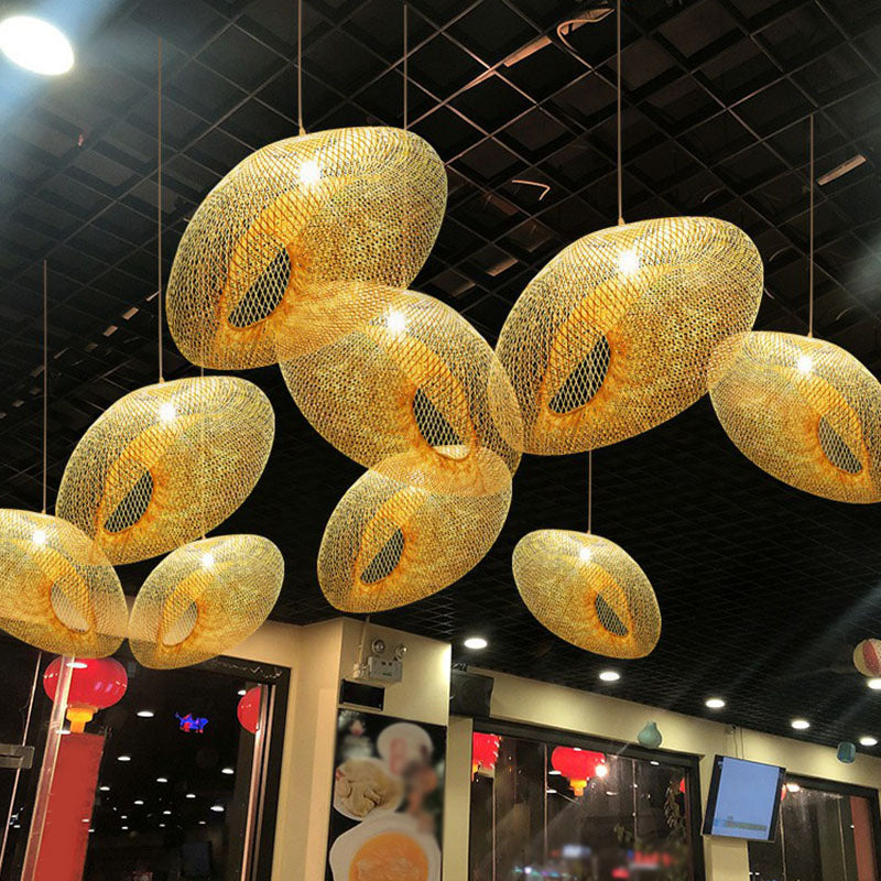 Handmade Restaurant Suspension Light Bamboo 1-Light Simplicity Pendant Light in Wood