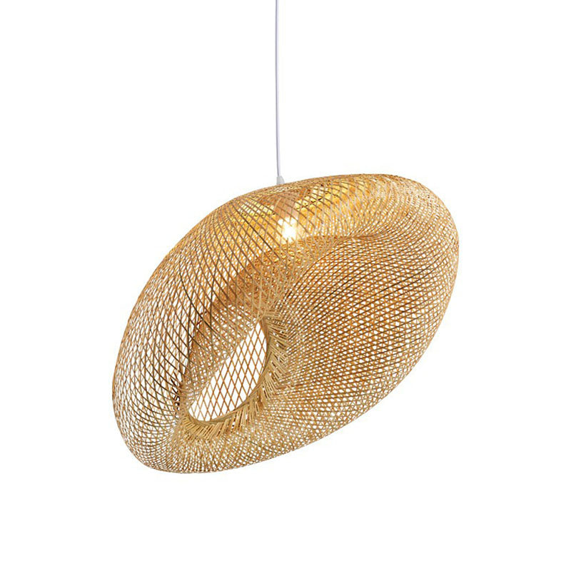 Handmade Restaurant Suspension Light Bamboo 1-Light Simplicity Pendant Light in Wood
