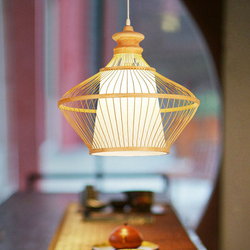 Curvy Tea Room Pendant Light Bamboo Single South-east Asia Suspension Light Fixture