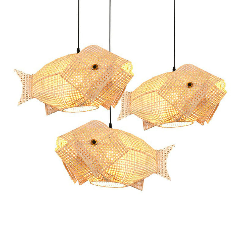 Bambus schattiertes Anhänger Licht zeitgenössisch