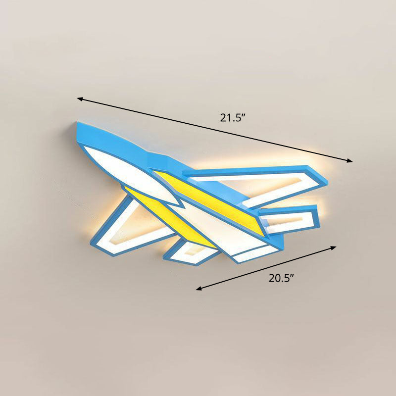Geel Vliegtuig Flush Plafond Licht Kids Acryl LED Flush Mount Verlichting voor Nursery