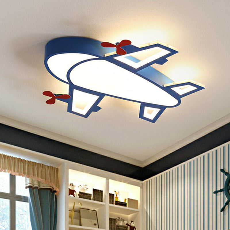 Simplicity Plane LED Flush Mount Light Acrylic Nursery Ceiling Light Flush Mount in Blue