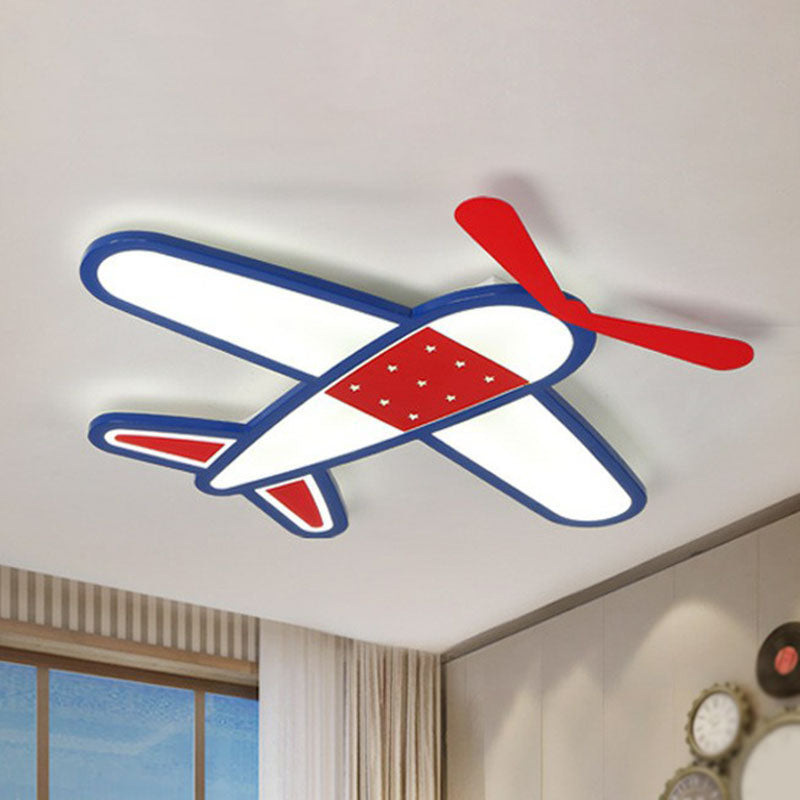 Plane Acrylic Flush Ceiling Light Kids Red LED Flush Mount Lighting Fixture for Bedroom