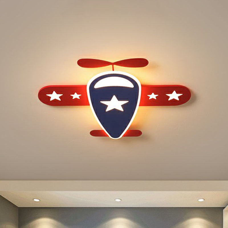 Plafonnier LED en forme d'avion, simple, en acrylique rouge, plafonnier pour chambre d'enfant