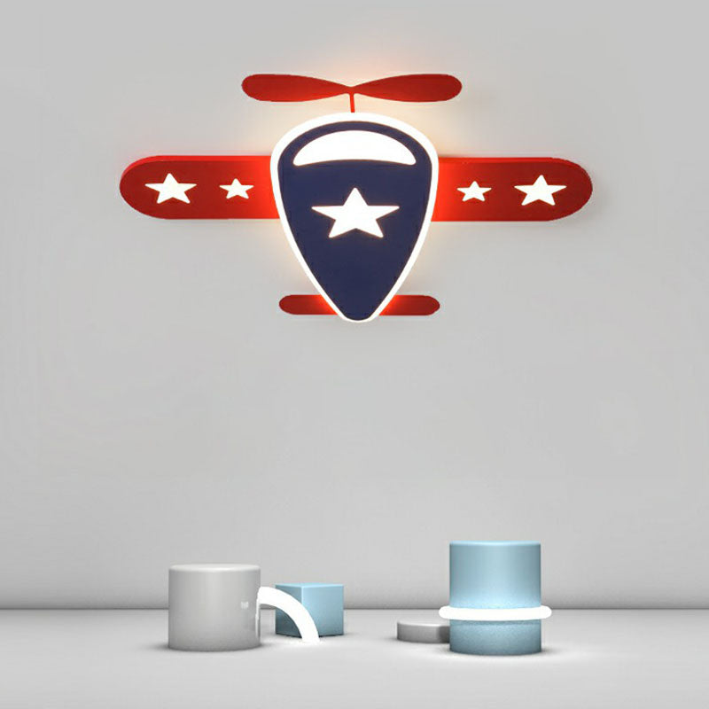 Aircraft LED Flush Mount Light Simplicity Acrylic Red Flush Mount Ceiling Light for Child Room