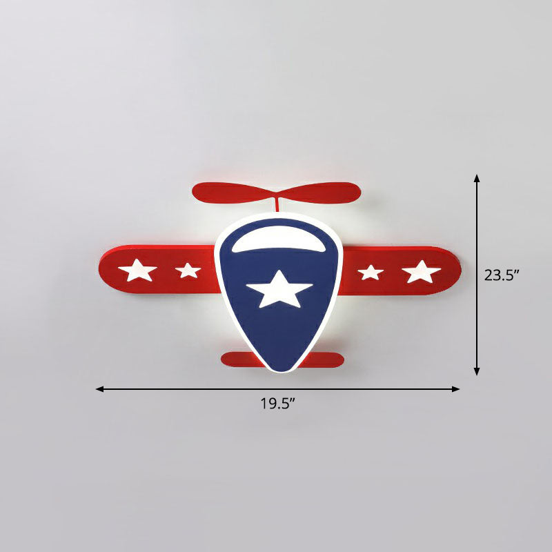 Plafonnier LED en forme d'avion, simple, en acrylique rouge, plafonnier pour chambre d'enfant