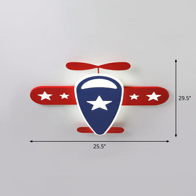 Plafonnier LED en forme d'avion, simple, en acrylique rouge, plafonnier pour chambre d'enfant