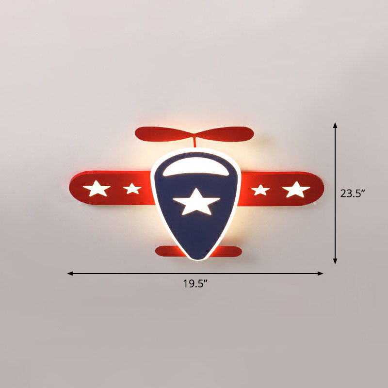 Aircraft LED Flush Mount Light Simplicity Acrylic Red Flush Mount Ceiling Light for Child Room