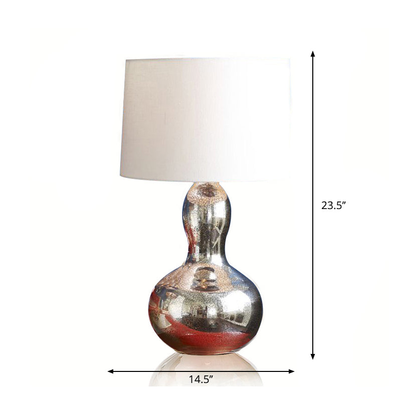 Fabric Tapered Table Lamp Modern Single Living Room Nightstand Lighting with Gourd Shaped Base