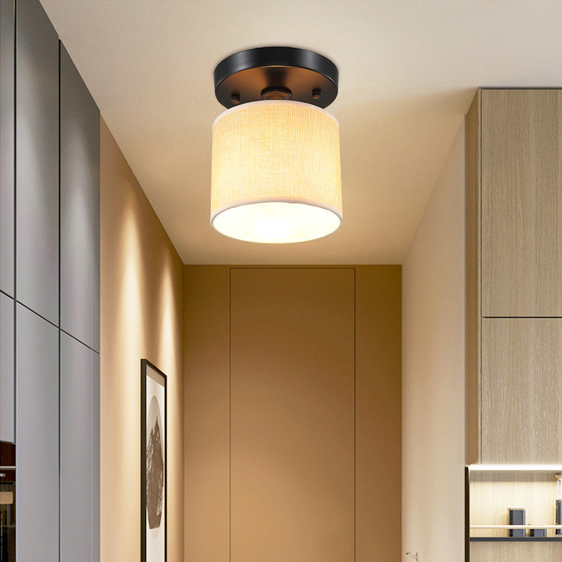 Stoffentrommel semi spoeling mount simplicity single-bulb beige flushmount plafondlicht