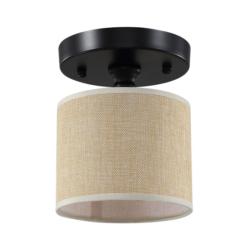 Stoffentrommel semi spoeling mount simplicity single-bulb beige flushmount plafondlicht