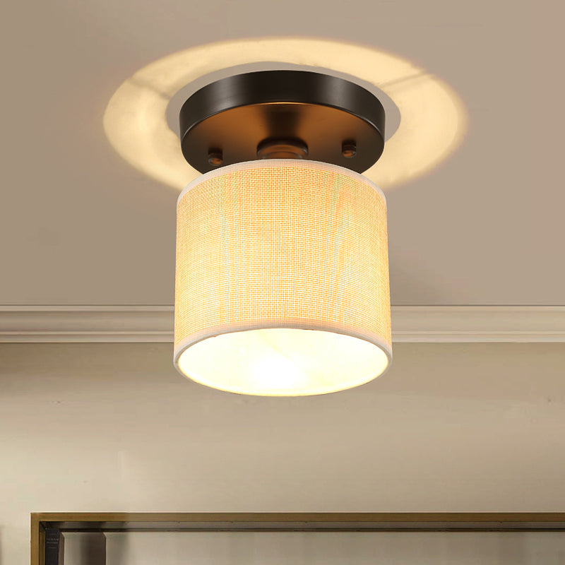 Stoffentrommel semi spoeling mount simplicity single-bulb beige flushmount plafondlicht