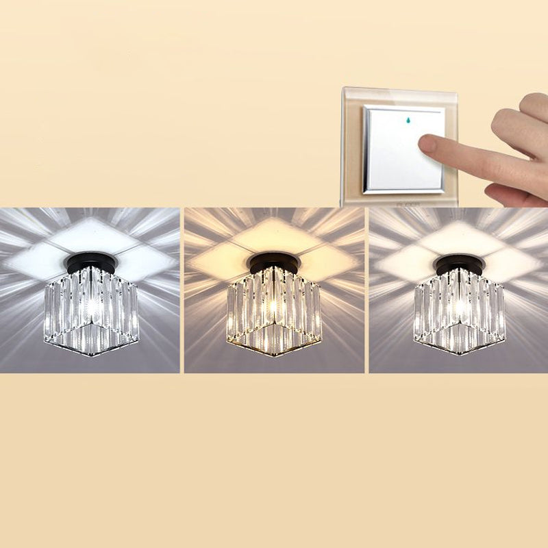 Geometric Flush Ceiling Light Contemporary Crystal Prism LED Flush Mount Lighting Fixture