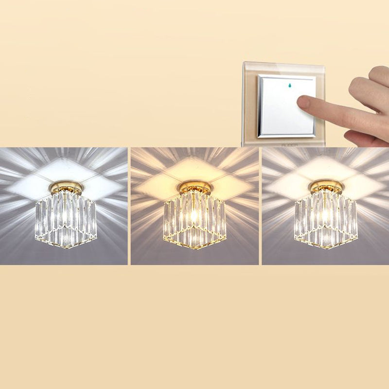Geometric Flush Ceiling Light Contemporary Crystal Prism LED Flush Mount Lighting Fixture