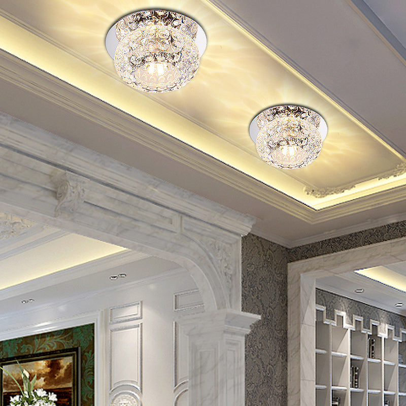 Doughnut Corridor LED Flush Mount Lighting Clear K9 Crystal Simplicity Flush Mount Ceiling Light