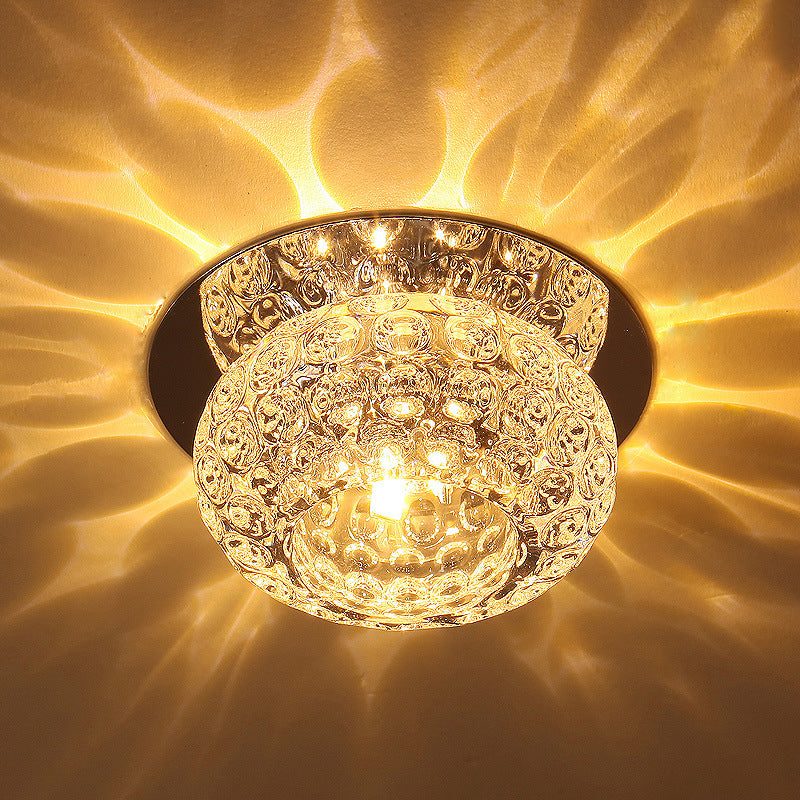 Doughnut Corridor LED Flush Mount Lighting Clear K9 Crystal Simplicity Flush Mount Ceiling Light