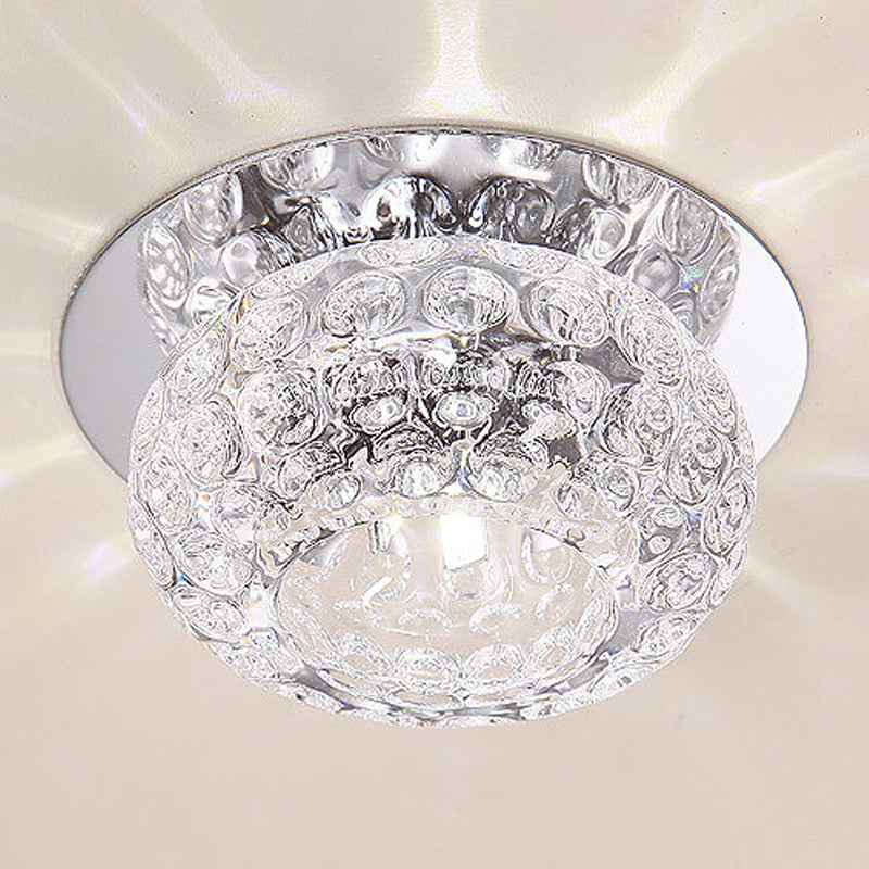 Doughnut Corridor LED Flush Mount Lighting Clear K9 Crystal Simplicity Flush Mount Ceiling Light
