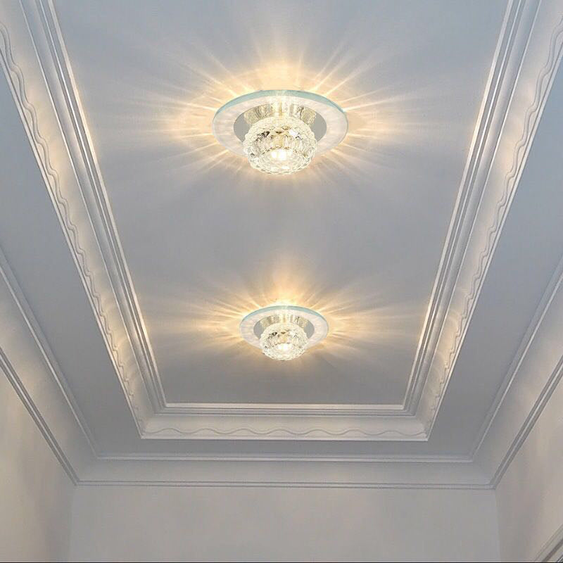 Bud Flush Ceiling Light Contemporary Crystal Corridor LED Flush Mount Lighting Fixture in Clear
