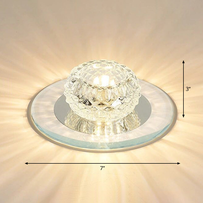 Bud Flush Ceiling Light Contemporary Crystal Corridor LED Flush Mount Lighting Fixture in Clear