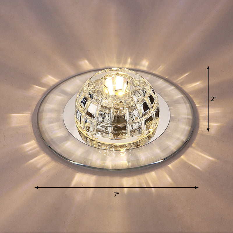 Crystal Round Flush Mount Lighting Minimalist LED Flush Mount Fixture for Corridor