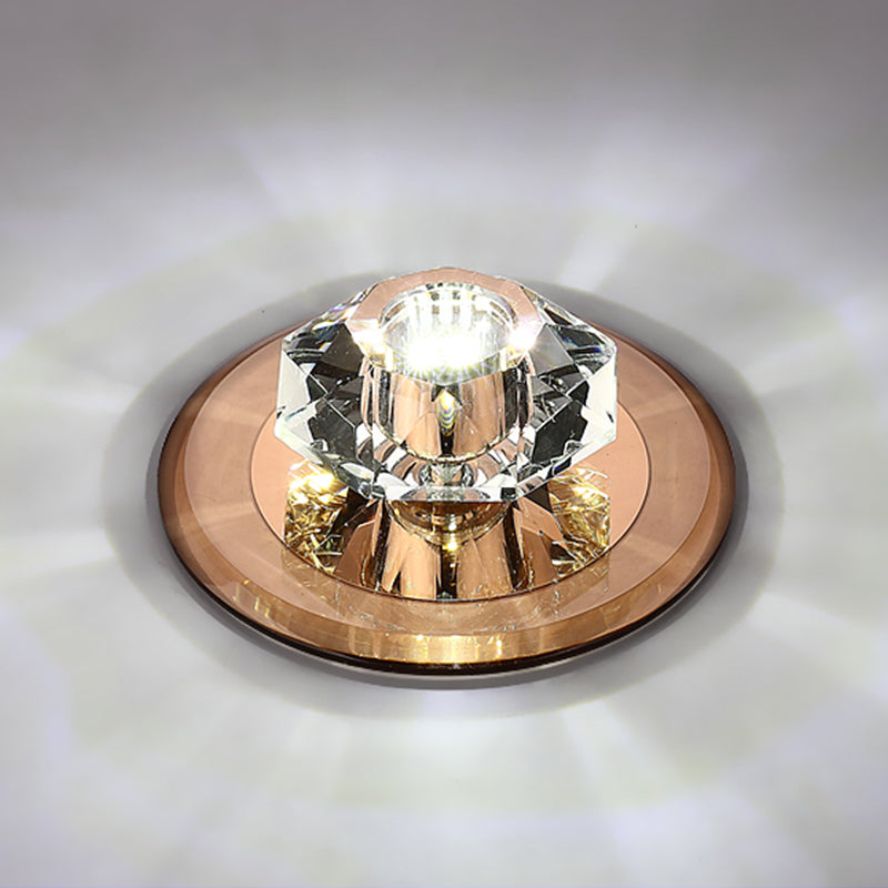 Cristal de cristal Beveled Mini Flush Light Style Moderne Flush Ceiling Light Fixture pour Hallway