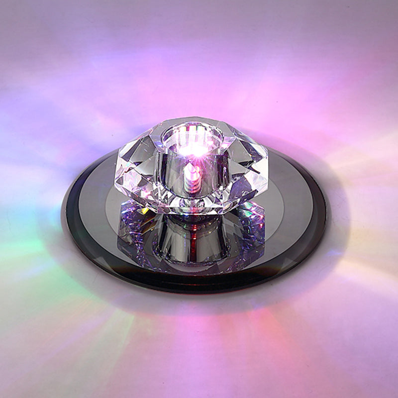 Cristal de cristal Beveled Mini Flush Light Style Moderne Flush Ceiling Light Fixture pour Hallway