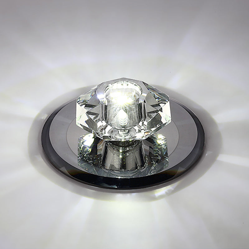 Cristal de cristal Beveled Mini Flush Light Style Moderne Flush Ceiling Light Fixture pour Hallway