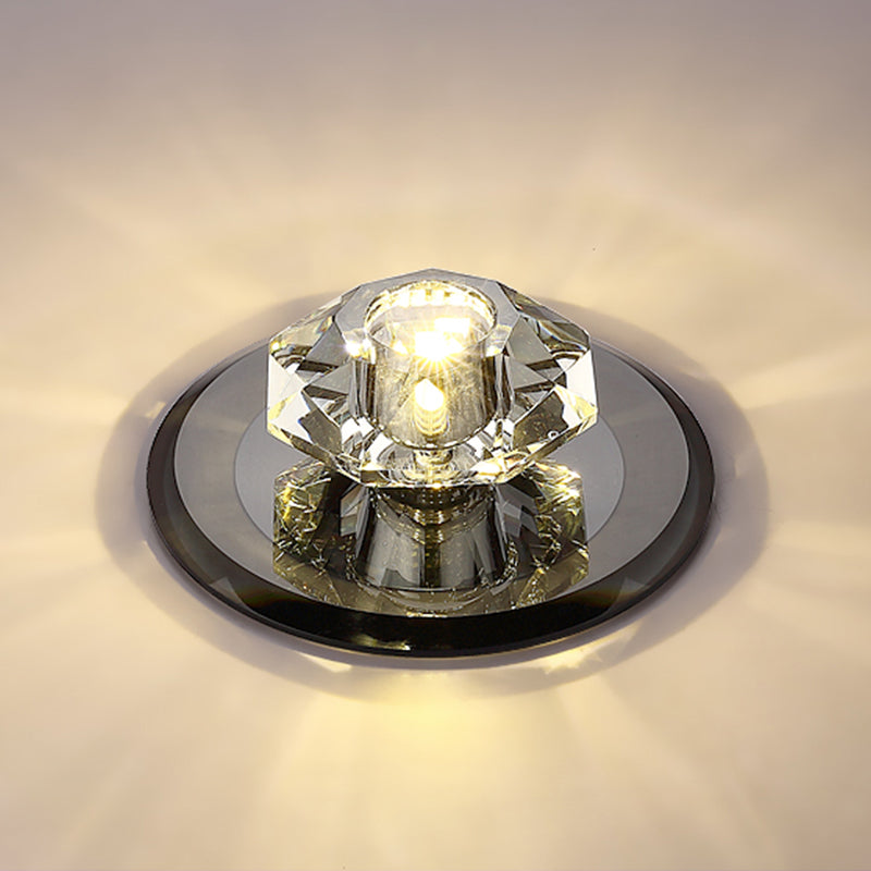 Cristal de cristal Beveled Mini Flush Light Style Moderne Flush Ceiling Light Fixture pour Hallway