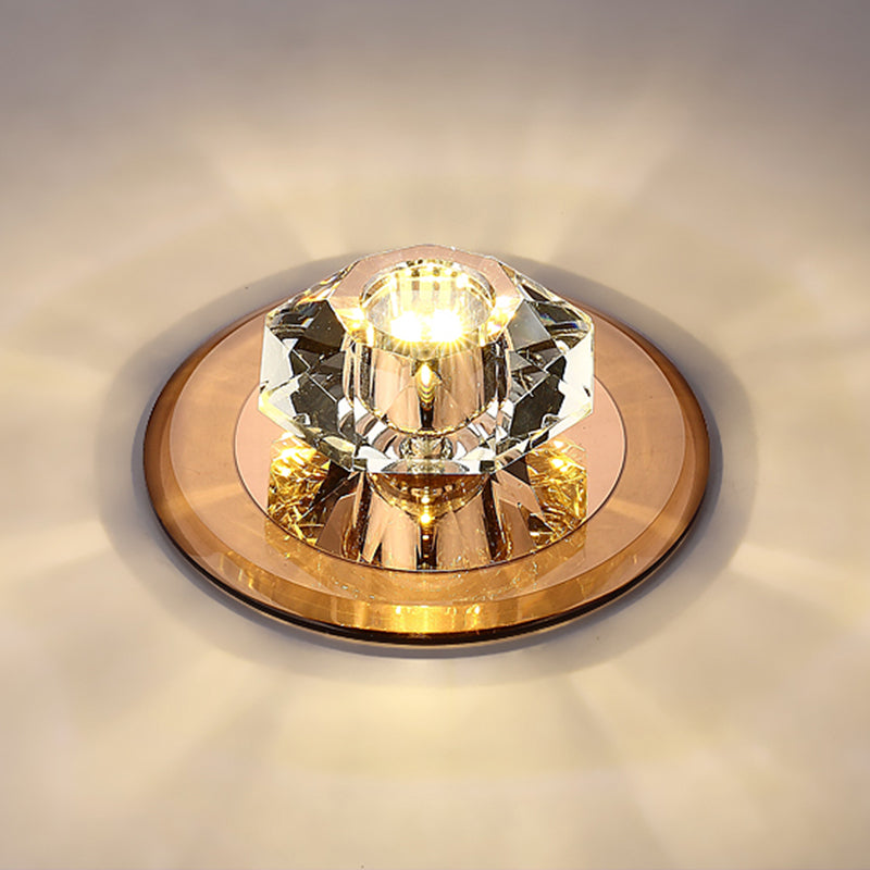 Cristal de cristal Beveled Mini Flush Light Style Moderne Flush Ceiling Light Fixture pour Hallway