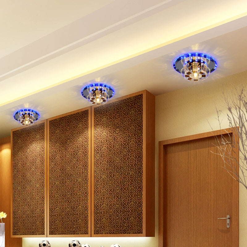 Flower-Like LED Flush Mount Modern Crystal Clear Flushmount Ceiling Light for Hallway