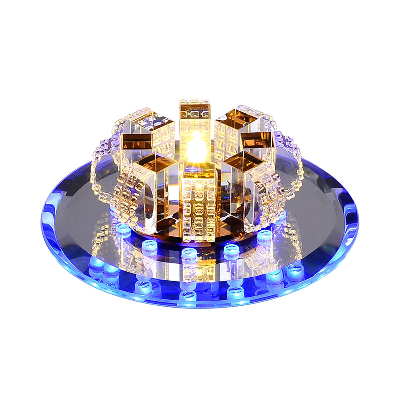 Flower-Like LED Flush Mount Modern Crystal Clear Flushmount Ceiling Light for Hallway