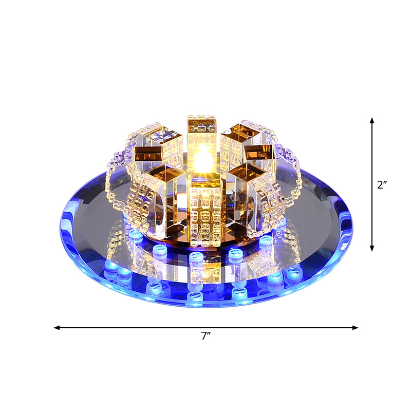 Flower-Like LED Flush Mount Modern Crystal Clear Flushmount Ceiling Light for Hallway