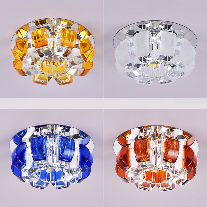 Clear Floral Flush Ceiling Light Contemporary Crystal LED Flush Mount Lighting for Entryway