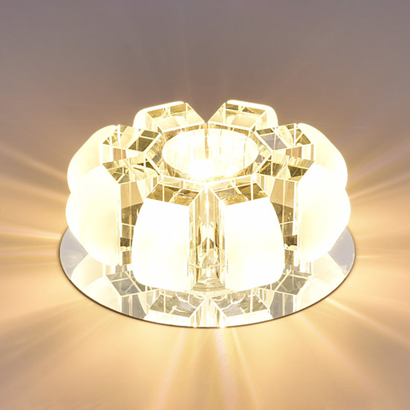 Clear Floral Flush Ceiling Light Contemporary Crystal LED Flush Mount Lighting for Entryway