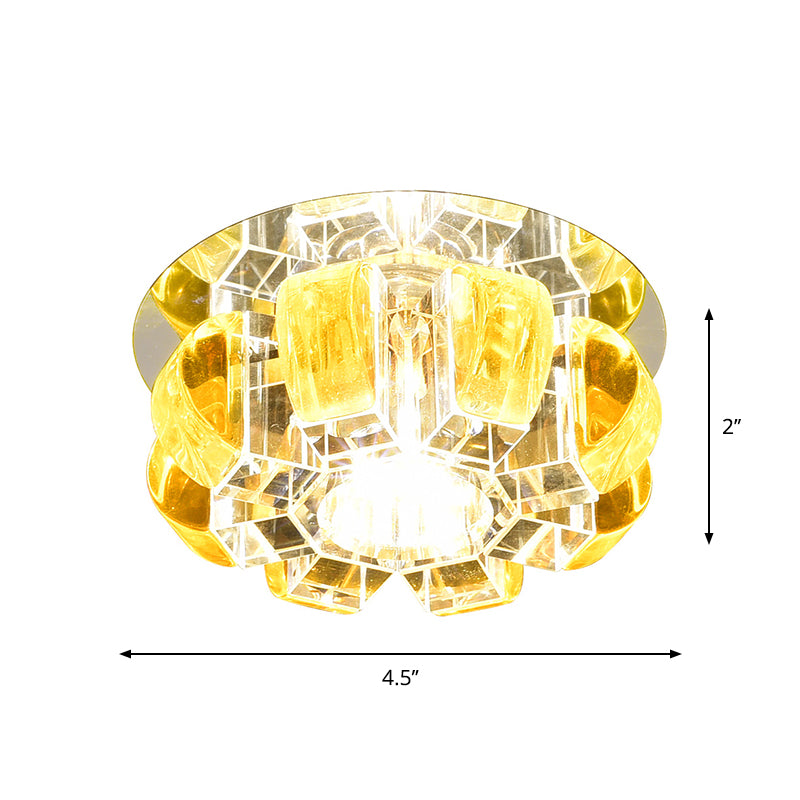 Clear Floral Flush Ceiling Light Contemporary Crystal LED Flush Mount Lighting for Entryway