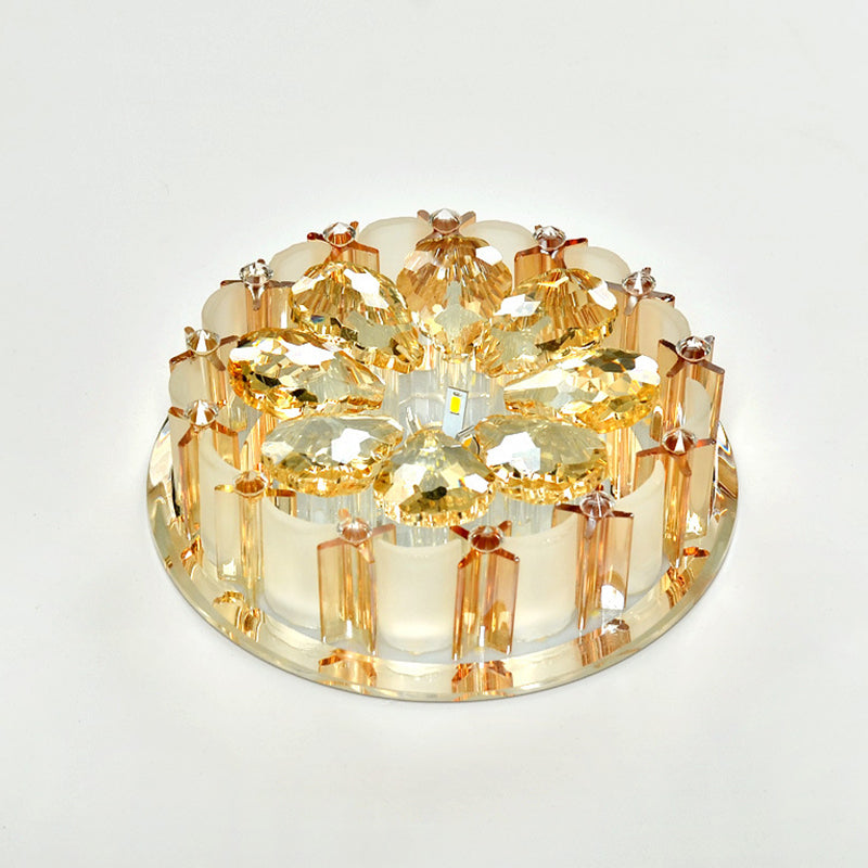 Lustre en cristal de style moderne Plafonnier LED luminaire, Ambre