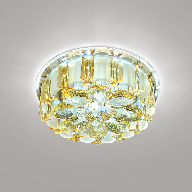 Lustre en cristal de style moderne Plafonnier LED luminaire, Ambre