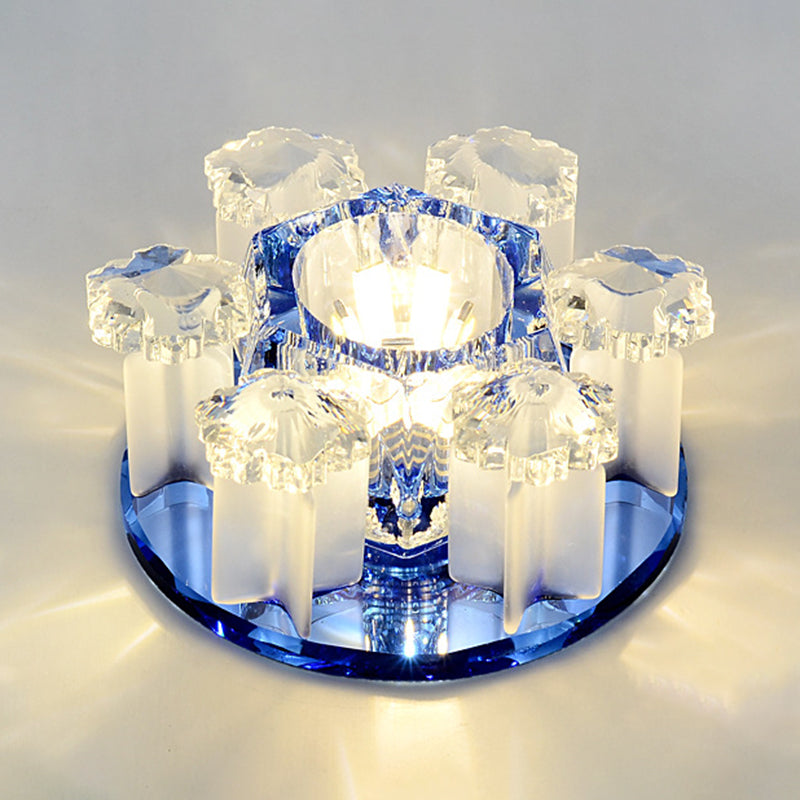 Plafonnier LED à montage encastré en forme de fleur en cristal, plafonnier de Style moderne pour couloir