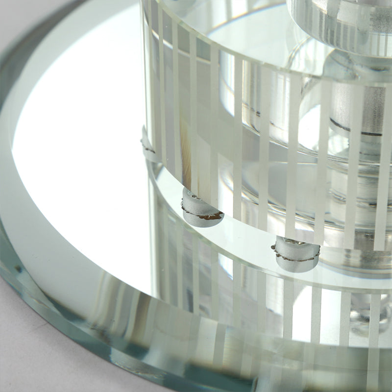 Round Corridor Flush Light K9 Crystal Modern Style LED Flush Ceiling Light Fixture in Clear