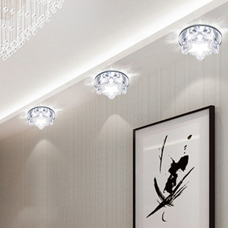 Five - Punta Stella Crystal LED Flush Monte Moderno Clear Flushmount Massimale Light per Entryway
