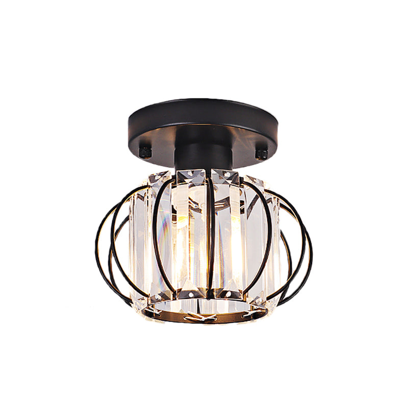Mini lampe encastrée globe noir/chrome cristal 1 lumière simplicité couloir plafonnier