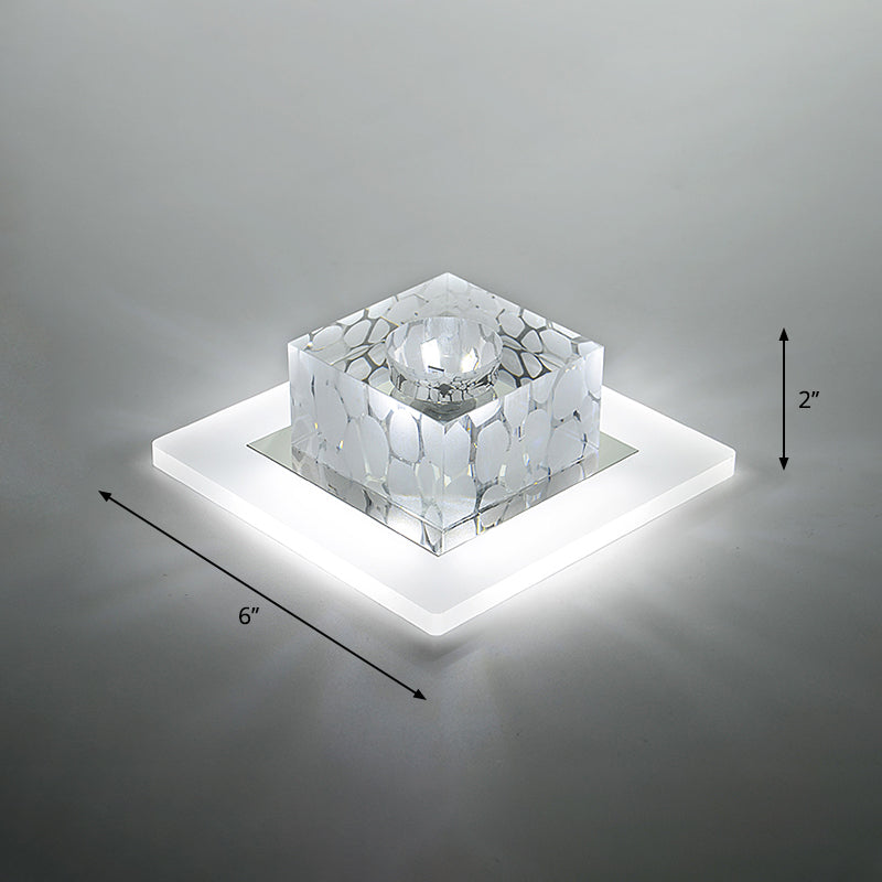Plafonnier encastré à LED carré Simplicity pour couloir en cristal, plafonnier transparent