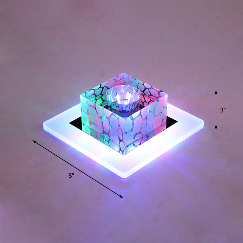 Plafonnier encastré à LED carré Simplicity pour couloir en cristal, plafonnier transparent