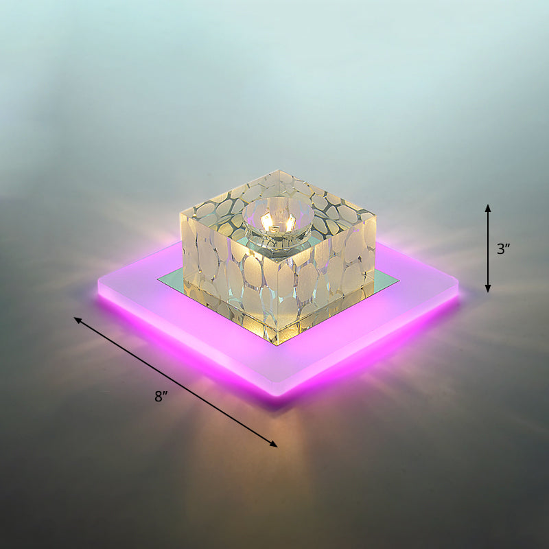 Plafonnier encastré à LED carré Simplicity pour couloir en cristal, plafonnier transparent