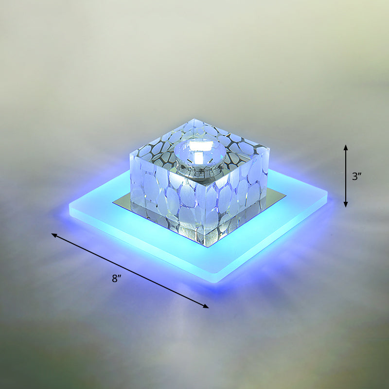 Plafonnier encastré à LED carré Simplicity pour couloir en cristal, plafonnier transparent