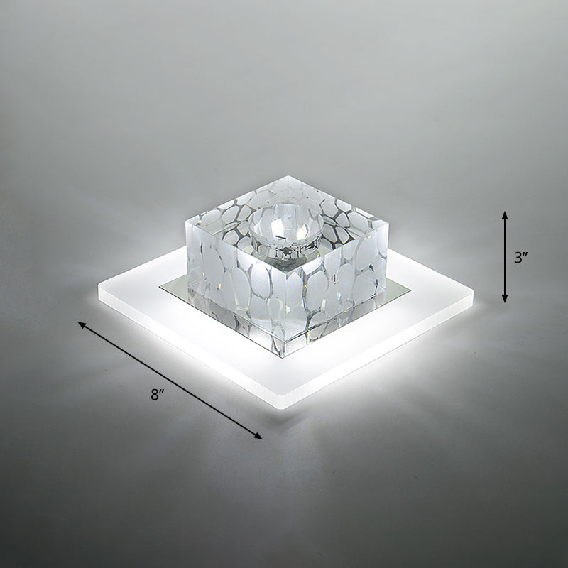Plafonnier encastré à LED carré Simplicity pour couloir en cristal, plafonnier transparent