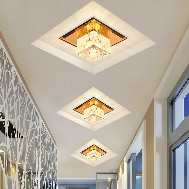 Encastré carré style moderne cristal entrée LED encastré plafonnier