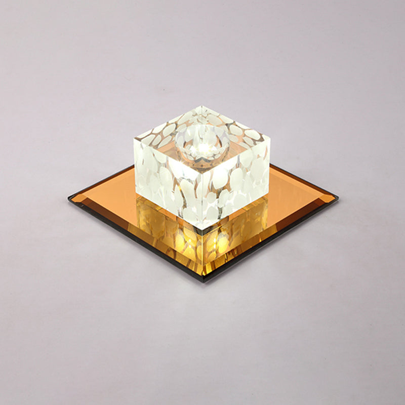 Encastré carré style moderne cristal entrée LED encastré plafonnier