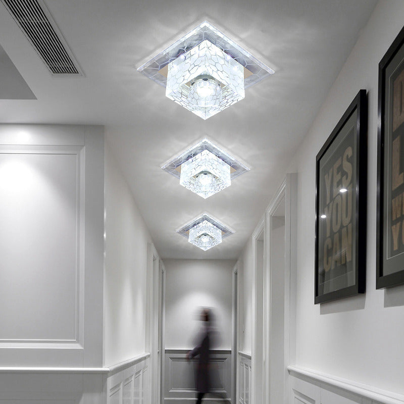 Crystal Square Flush Mount Lighting Minimalist Clear LED Flush Mount Fixture for Passage